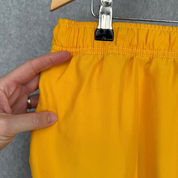 Abercrombie Fitch VTG Swim Trunks Size L Yellow White Logo Flip Waist Beach - Picture 7 of 14